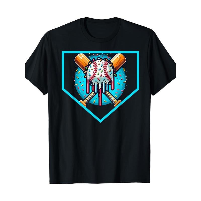 Baseball Home Plate Drip Shirt Ice Cream Softball & Baseball 100% CottonT-shirt made in usa