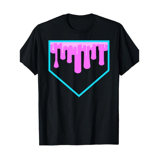 Baseball Home Plate Drip Shirt Ice Cream Softball& Baseball T-Shirt, Men's T-shirt, 220g made in usa