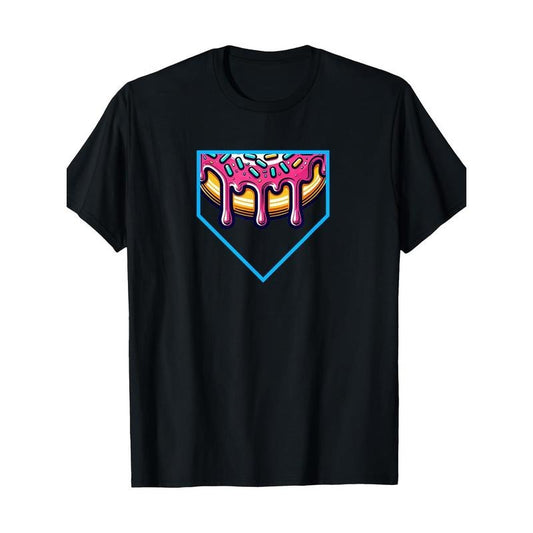 Baseball Home Plate Drip T-Shirt Ice Cream Softball And Baseball T-Shirt, Men'S T-Shirt, 220G made in usa