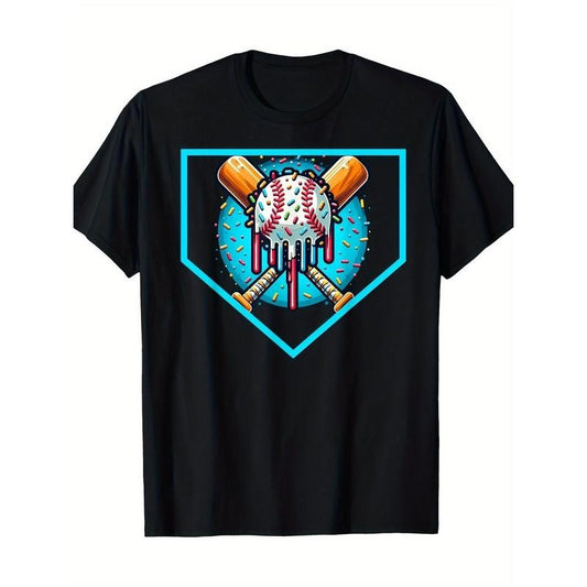 Baseball Home Plate Drip T-Shirt Ice Cream Softball And Baseball T-Shirt, Men's T-Shirt made in usastyle{n002}3