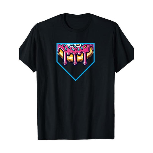 Baseball Home Plate Drip T-Shirt Ice Cream Softball and Baseball T-Shirt, Men's T-Shirt made in usa