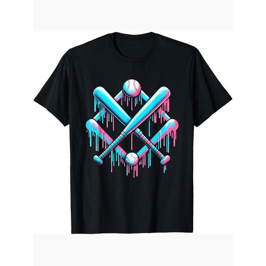 Baseball Home plate drop boy ice cream sprinkle boy T-shirt personality print, casual crew neck short sleeve, comfortable cotton short sleeve, can be worn all seasons made in usa