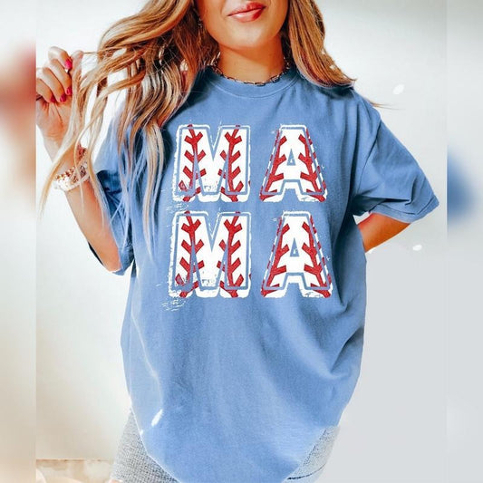 Baseball MAMA T-shirt, Women's Baseball Tee, Baseball Mama T-shirt, Baseball T-shirts for Her Cotton Tshirt Loose Fabric Fit Top