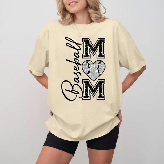 Baseball MOM Black & White Crewneck, Soft Cotton Unisex Shirt