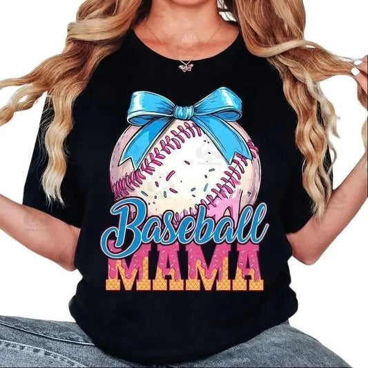 Baseball Mama Drip Shirt, Baseball Ice Cream Drip T-shirt, Baseball Season Graphic Tee, Game Day Baseball Shirt, Baseball Mom Dripping Shirt Cotton
