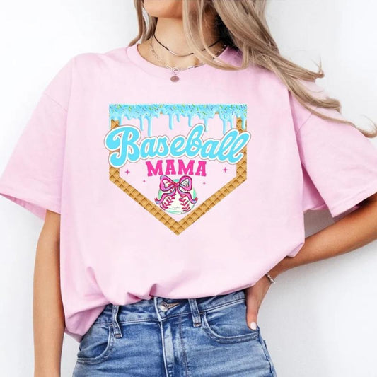 Baseball Mama Shirt, Baseball Lovers Gift, Baseball Ice Cream Drip Shirt, Game Day Shirt, Sport Mom Tee, Mothers Day Gift, Unisex Short Sleeve Tee, Classic Streetwear