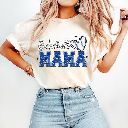 Baseball Mama Shirt, Glitter Baseball Shirt, Sports Shirt Gift, Faux Sequin, Mother's Day Gift For Mama. Baseball Tee Gift, Unisex T-Shirt, Short Sleeve Tee Shirt, Gifts For Mommy, Gifts For Birthday
