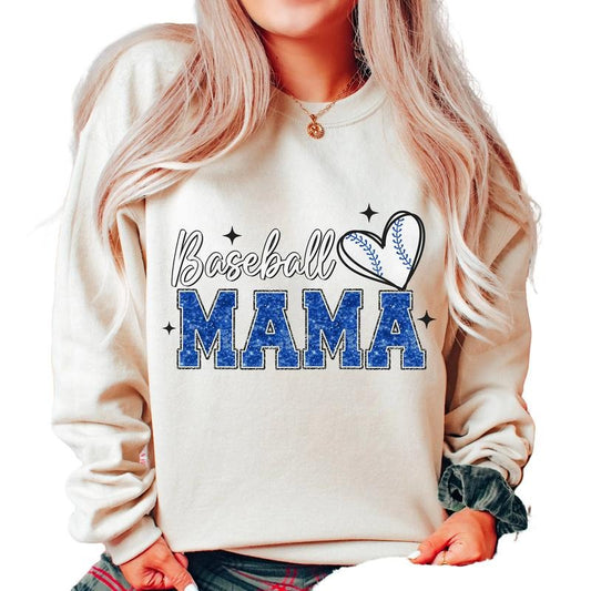 Baseball Mama Sweater, Glitter Baseball Sweater, Mama Shirt Gift, Mother's Day Gift Sweater, Sports Sweater, Faux Sequin, Unisex Sweatshirt, Long Sleeve Crewneck Tee, Gifts For Mom Sweater, Gifts For Birthday
