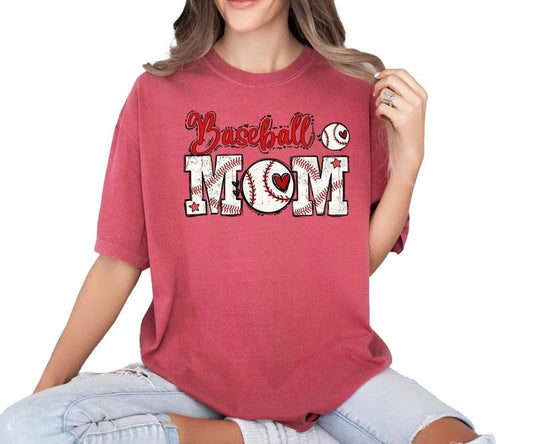 Baseball Mom Comfort Colors Tee Shirt - Pink, Casual Style, Comfortable Fit, Women's Wear, Day Top