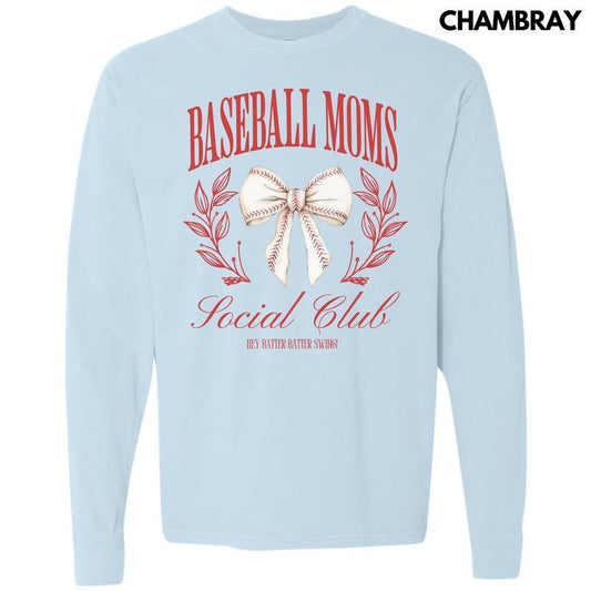 Baseball Moms Social Club Long Sleeve Comfort Colors T-Shirt 'NLB'