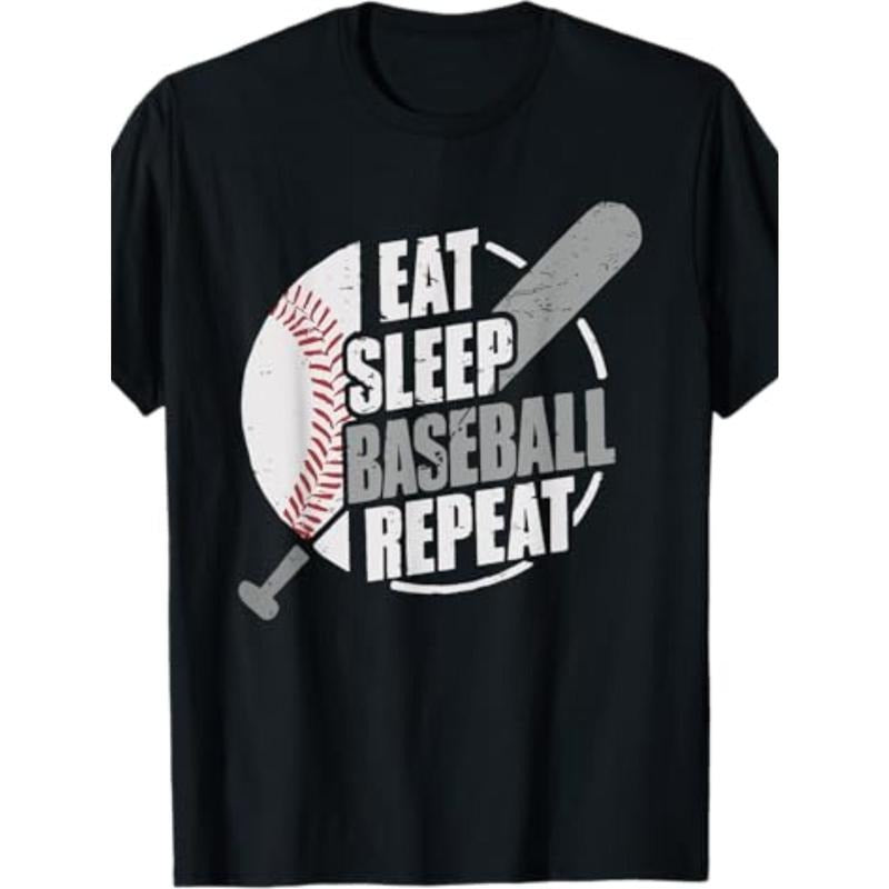 Baseball Player Eat Sleep Baseball T-Shirt-220g100% cotton T-shirt made in usa