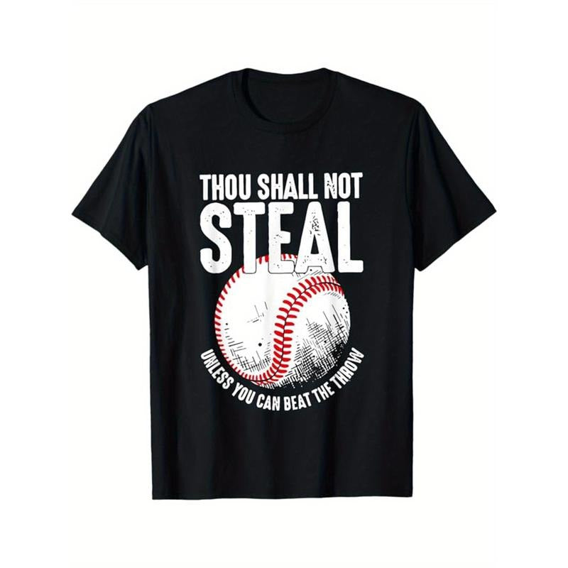 Baseball Printed, Men's Cotton Graphic T-shirt, Casual Short Sleeve Crew Neck Gamer T-shirt, Men's Tee For Outdoor made in usastyle{n002}10