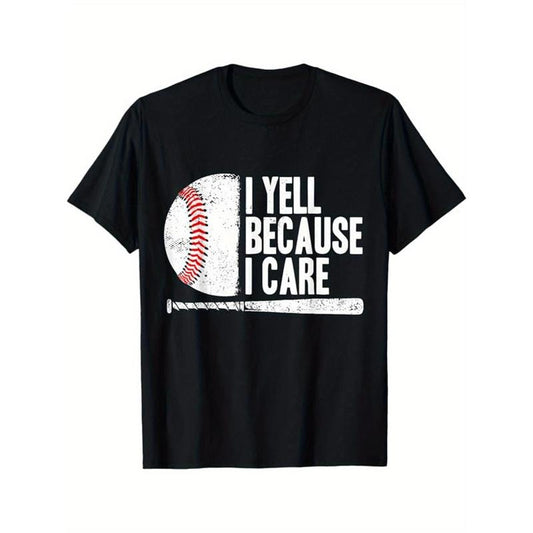 Baseball Printed, Men's Cotton Graphic T-shirt, Casual Short Sleeve Crew Neck Gamer T-shirt, Men's Tee For Outdoor made in usastyle{n002}4