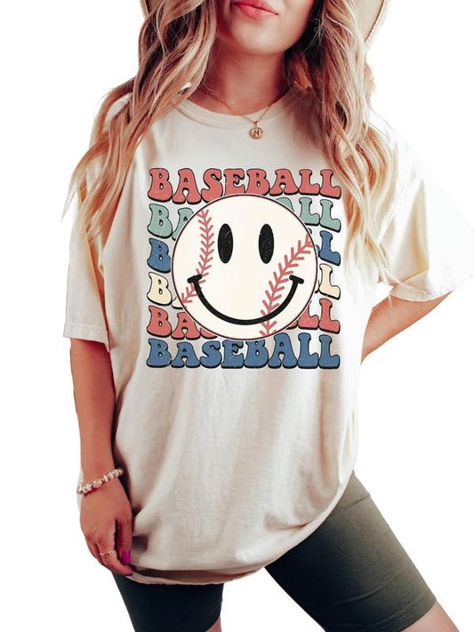 Baseball Shirt, Baseball Mom Shirt, Smiley Face Tshirt, Mama Baseball, Womens Baseball Tshirts, Baseball T-Shirt, Gifts For Baseball Fan, Baseball Fan Gifts, Short Sleeve Tee Shirt, Gift For Birthday Fit Top Womenswear Comfortable