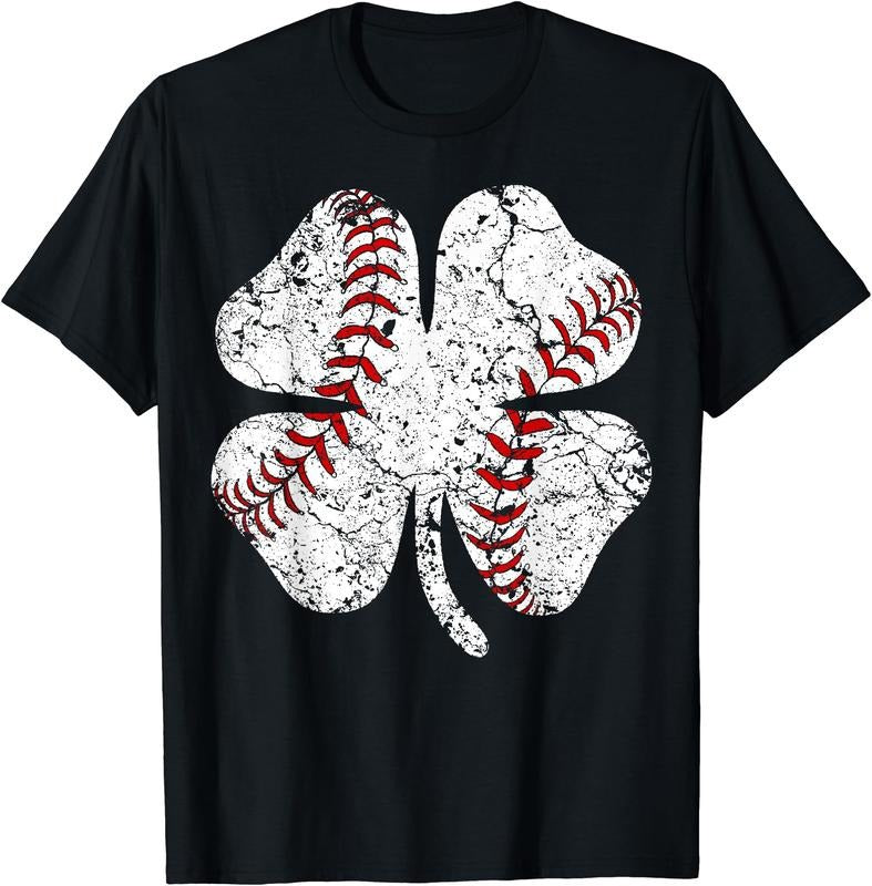 Baseball St Patricks Day Boys Girls Men Women Shamrock T-Shirt | Unisex Cotton Tee, Short Sleeve, Crewneck, Size S-5XL