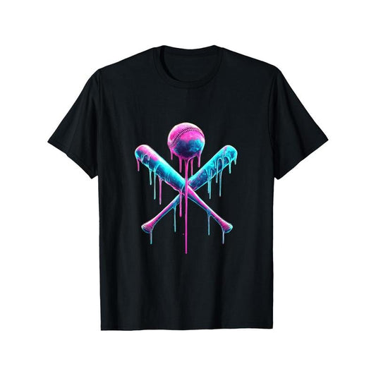 Baseball cross Bat with Sprinkles Drip Men's T-shirt personality print pattern, casual round neck short sleeve, comfortable version of cotton short sleeve made in usa