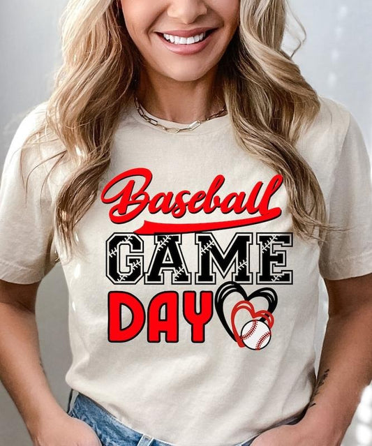 Baseball game day Tshirt, Sports parent shirt, Baseball mama shirt, Heart baseball t-shirt