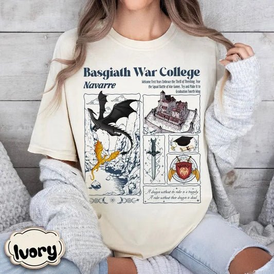 Basgiath War College T-Shirt, Fourth Wing Graphic Designs, Dragon Rider Shirt, The Empyrean Series,Violet Sorrengail, Fantasy Book Shirt Style Fit Womenswear Unisex Tee