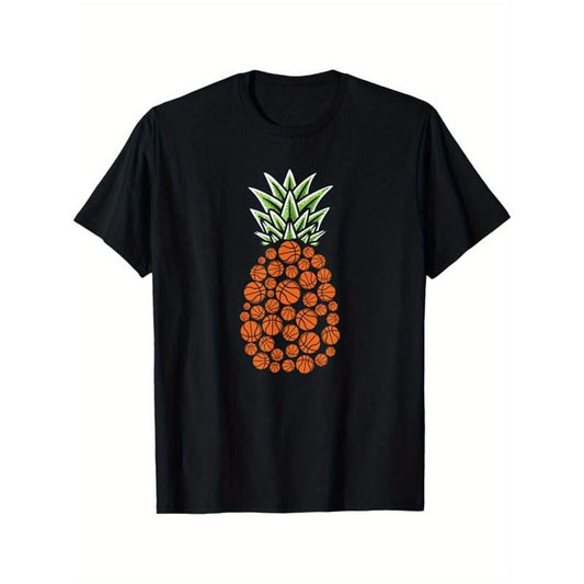 Basketball Printed, Men's Cotton T-shirt, Casual Short Sleeve Round Neck Tee, Soft Comfortable Basketball Players Top, Sports Lover T-Shirt made in usastyle{n002}2