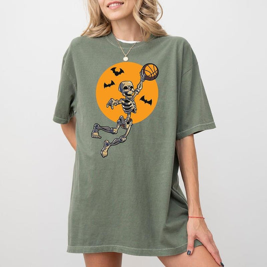 Basketball, Skeleton, Spooky, Funny, Witch, Aesthetic, Meme, Halloween, Costume, Tshirt, Women's, Comfort Colors Tee, Spooky, Tshirt, Witch, Pumpkin, Ghost, Skeleton