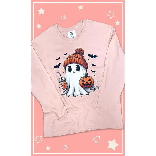 Batty Ghost Long Sleeve Graphic T-Shirt