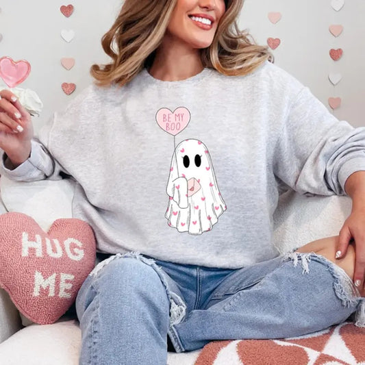 Be My Boo Printed Sweatshirt, Funny Sweatshirt, Ghost Sweater, Cute Valentine, Printed Comfort Colors T-Shirt, Full Color Print
