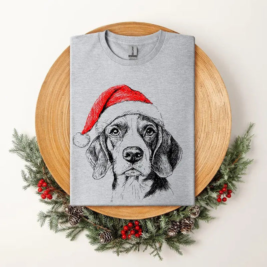 Beagle, Santa, Dog, Christmas, Dog Lover, Pet, T-Shirt, Soft Style Tee, Women's Graphic Tshirt
