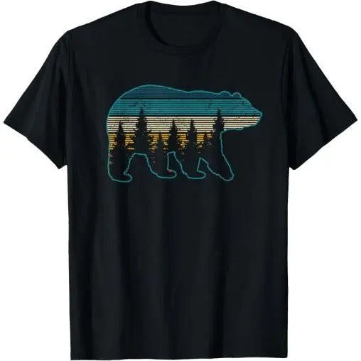 Bear Nature Grizzly Brown Black Bear Hiking Hunting Gift T-Shirt Made in USA