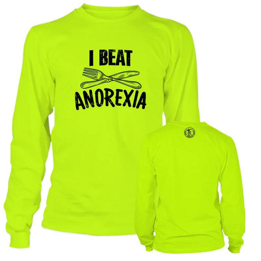 Beat Anorexia - Long Sleeve Safety Hi-Vis T-Shirt Jersey Menswear For Blue Collar Workers | Funny, Sarcastic | Graphic Tees Apparel