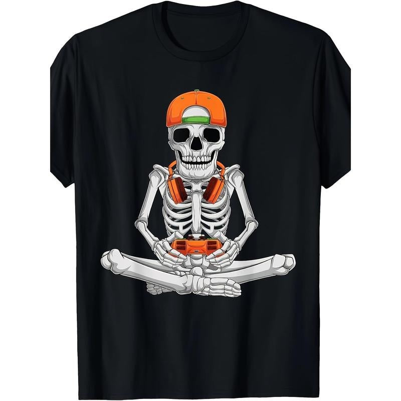 Becoming A Skeleton Gamer Video Game Halloween T-shirt made in usa