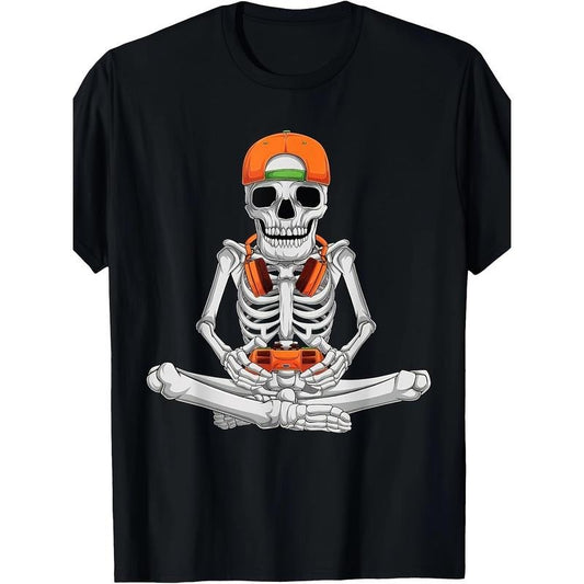 Becoming A Skeleton Gamer Video Game Halloween T-shirt made in usa