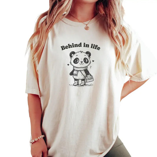 Behind In Life Panda Shirt, Funny Snarky Retro Cute Tee, Weird Trendy Meme Shirt, Trash Panda Meme Tee, Animal Lover Gift, Unisex T-Shirt, Gifts For Friends Adult, Short Sleeve Tee Shirt, Gifts For Birthday