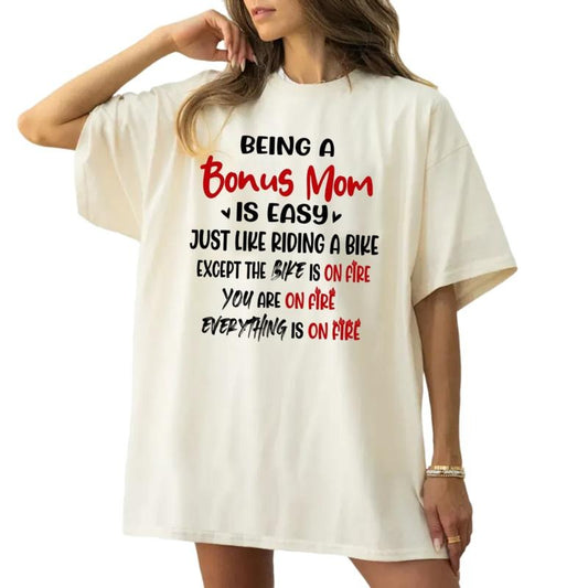 Being A Bonus Mom Is Like Riding A Bike Shirt, Mothers Day Birthday Gift, Funny Stepmom Classic T Shirt, Stepmother Tee, Unisex Short Sleeve Tee, Classic Streetwear