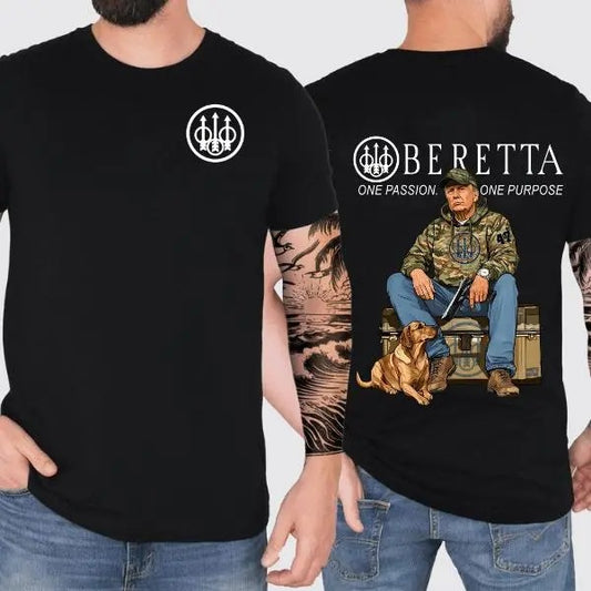 Beretta Trump Hunting 2 Sided TShirt, Gun Lover, Tactical Gear, Unisex Short Sleeve Casual Cotton, Casual Top Menswear, Gift for Men Women