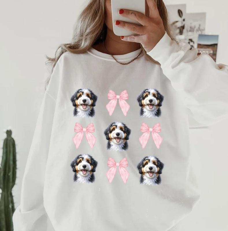Bernadoodle and Bows Sweatshirt ~ Sweatshirt Unisex Apparel Relaxed Fit Printed in the USA Clothing Womenswear Casual and...