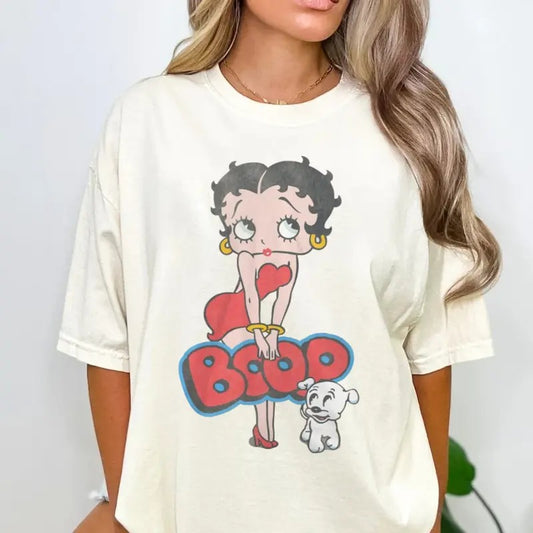 Betty Boop, Vintage Sassy Boop & Pudgy Unisex T Shirt 80s, Cartoon, Animated Cartoon, Tv Show, Vintage, Trending Shirt, Unisex T-Shirt, Gifts For Men Women, Short Sleeve Tee Shirt, Gifts For Birthday Fathers Day Christmas Anniversary Thanksgiving