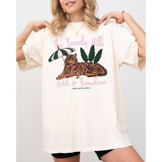 Beverly Hills, Hotel, Tiger, Pool, Summer, Trendy, Hot Girl Summer, Vacation, Beach Shirt, Women's Comfort Color Tee, Tshirt