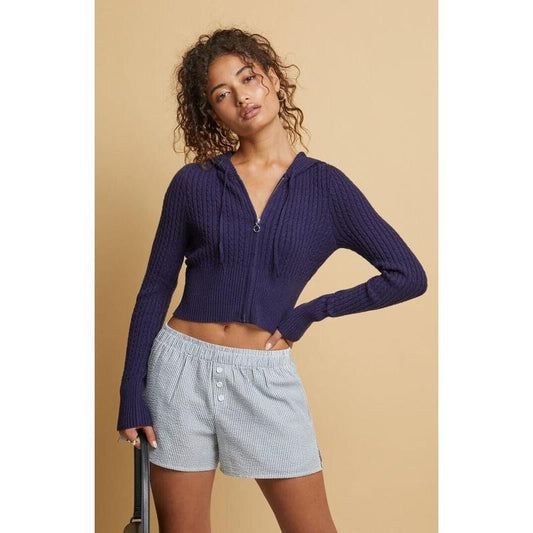 Beverly and Beck Women's Eva Cable Hoodie