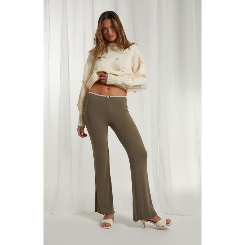 Beverly and Beck Women's Rosette Knit Flare Pants