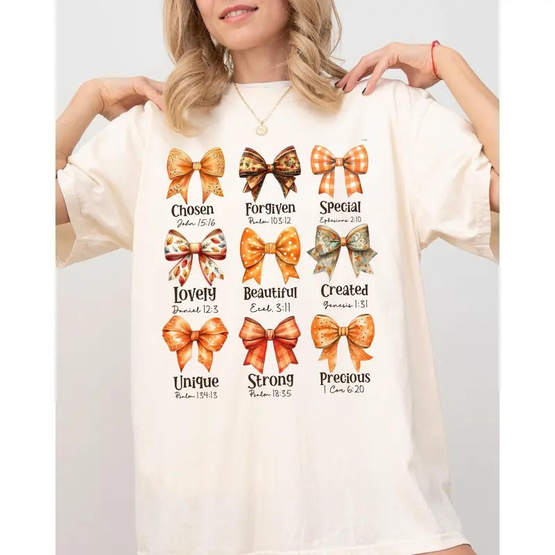 Bible Verse, Bow, Ribbon, Christian, Fall, Western, Witch, Aesthetic, Meme, Halloween, Costume, Tshirt, Women's Comfort Colors Tshirt, Halloween Tee, Witch, Spooky, Ghost