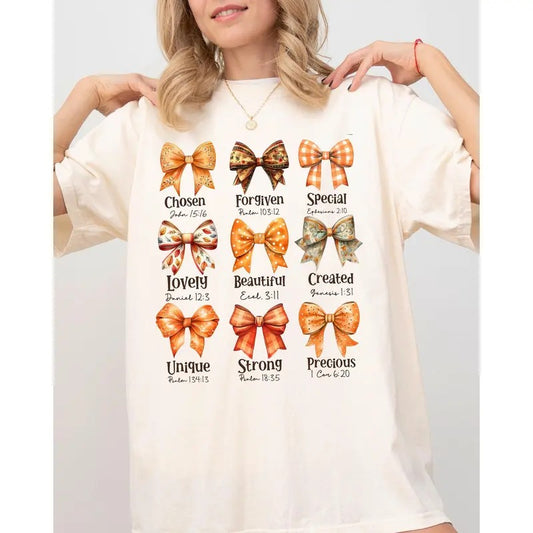 Bible Verse, Bow, Ribbon, Christian, Fall, Western, Witch, Aesthetic, Meme, Halloween, Costume, Tshirt, Women's Comfort Colors Tshirt, Halloween Tee, Witch, Spooky, Ghost