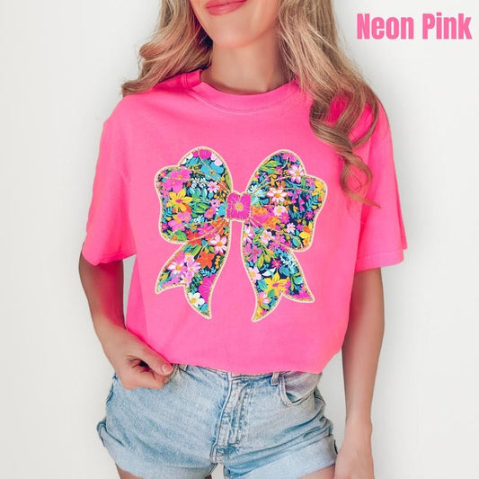 Big Ditzy Bow Comfort Colors T-Shirt 'NLB'