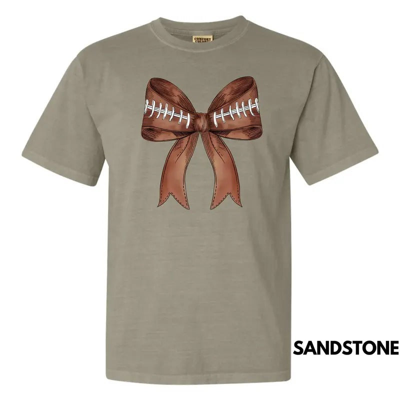 Big FOOTBALL Bow Comfort Colors T-Shirt 'NLB'