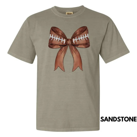 Big FOOTBALL Bow Comfort Colors T-Shirt 'NLB'
