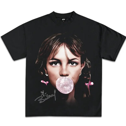 Big Face Britneyyy Graphic Black T-Shirt