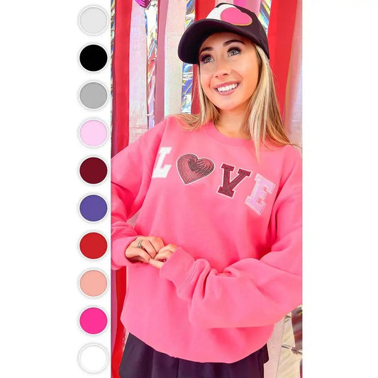 Big Heart Love Sequin Valentine Graphic Sweatshirt