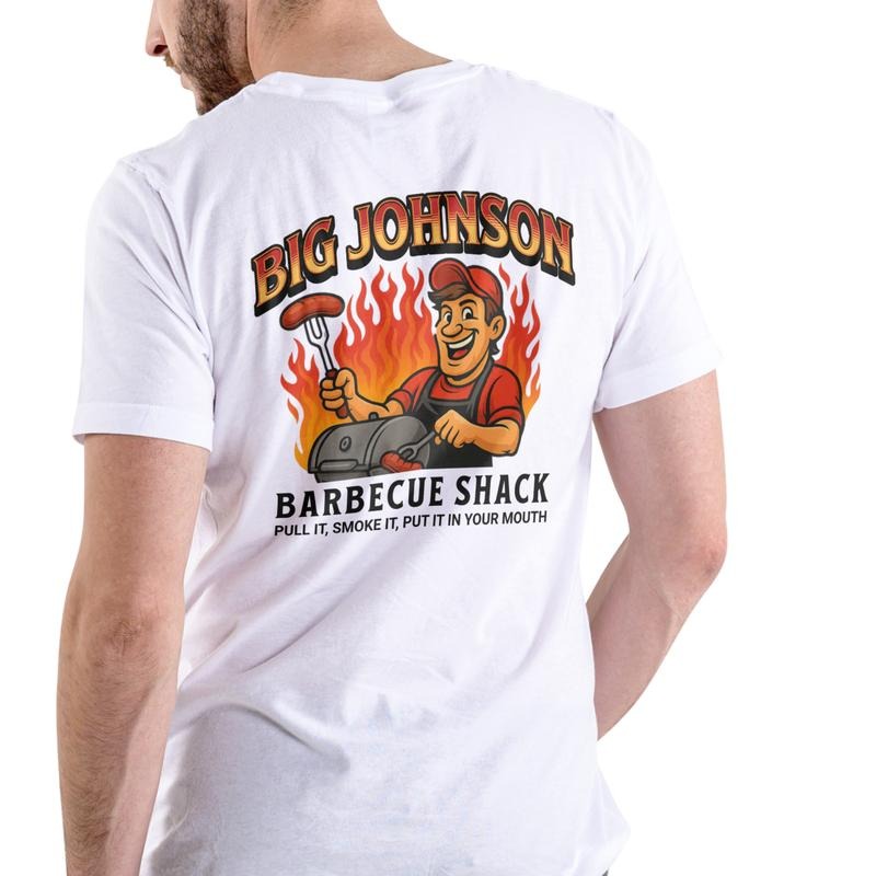 Big Johnson Barbecue Shack Funny T Shirt Vintage Unisex Cotton Graphic Tee Pull It Smoke It Put It In Your Mouth Design...