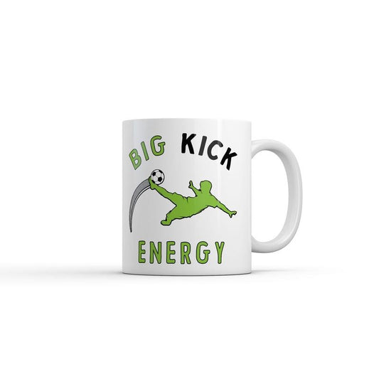 Big Kick Energy Mug Funny Sarcastic Soccer Graphic Novelty Coffee Cup-11oz Funny Coffee Mugs Ceramic Printed Drinkware Cup