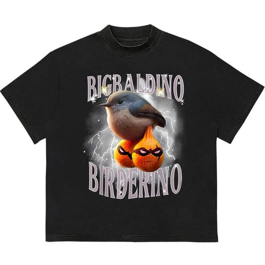 Bigaldino Birderino T-Shirt Cotton Comfort Unisex Graphic Design Unique T-Shirt Gift for Her