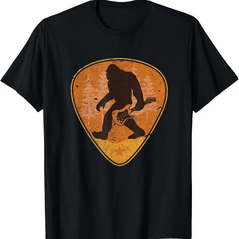 Bigfoot Guitar Sasquatch Yeti Shirt Guitarist Music Men Tee T-Shirt
